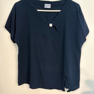 Oh My Gauze! Deep blue Short Sleeve Top